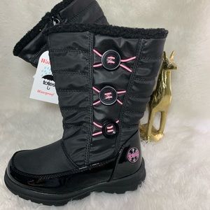 Totes kids Gils Snow Winter Boot Size 1 Black Pink